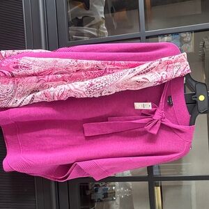 Talbots Fuchsia Pink Knit Top with Side Tie